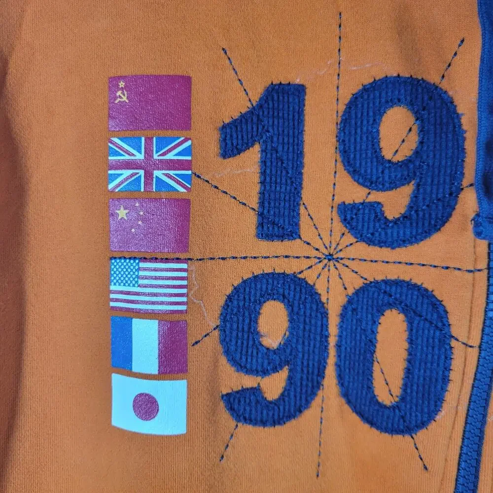 Vintage the North Face 1990 Trans Antartica Expedition Orange Full Zip Hoodie XL